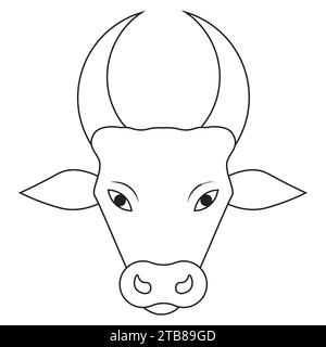 black and white bull head illustration Stock Vector
