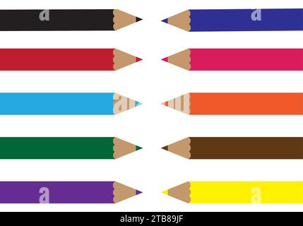 set of colourful pencils on the white background Stock Vector