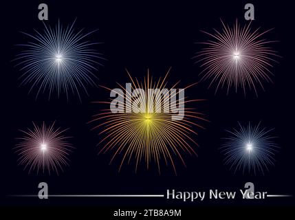 illustration of fireworks on the night sky Stock Vector