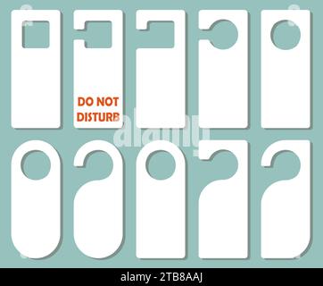 Vector hangers set vector icon. Door lock cards isolated. Don't disturb. Stock Vector