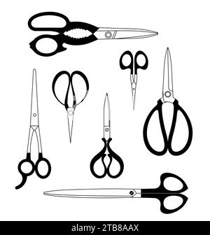 Different Types of Cutting Scissors. Vector Illustration. Stock Vector