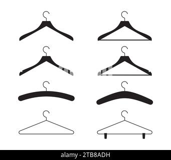 Different types of clothes hanger silhouette. Vector illustration. Stock Vector