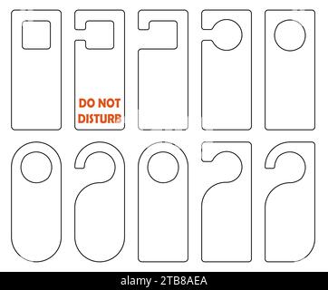 Vector hangers set vector icon. Door lock cards isolated. Don't disturb. Stock Vector