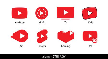 YouTube icon sets. The most popular video hosting. premium, eps10 Stock Vector