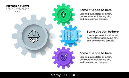 Infographic template with icons and 3 options or steps. Gears. Can be used for workflow layout, diagram, banner, webdesign. Vector illustration Stock Vector