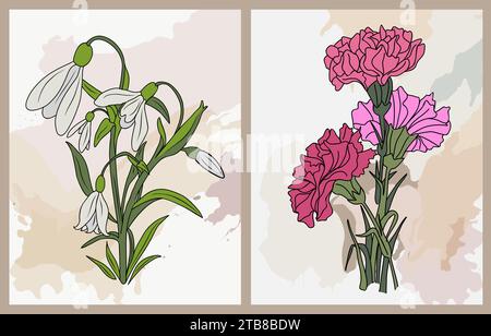 Snowdrop Birth Month Flower SVG files, Snow Drop Flower Stem