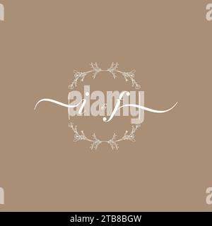 IF handwriting logo of initial signature, wedding and fashion concept design Stock Vector