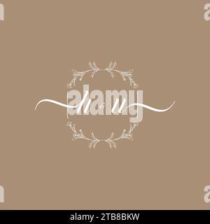 HU handwriting logo of initial signature, wedding and fashion concept design Stock Vector