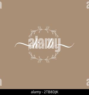 KH handwriting logo of initial signature, wedding and fashion concept design Stock Vector