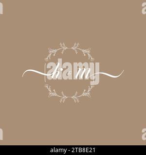 KM handwriting logo of initial signature, wedding and fashion concept design Stock Vector