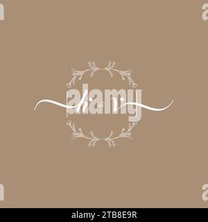 KV handwriting logo of initial signature, wedding and fashion concept design Stock Vector