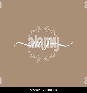 MJ handwriting logo of initial signature, wedding and fashion concept design Stock Vector