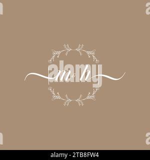 MH handwriting logo of initial signature, wedding and fashion concept design Stock Vector