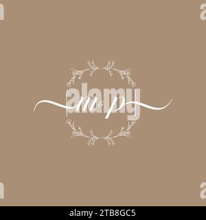 MP handwriting logo of initial signature, wedding and fashion concept design Stock Vector