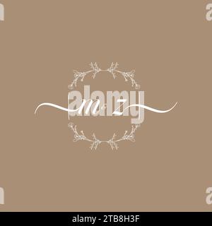MZ handwriting logo of initial signature, wedding and fashion concept design Stock Vector