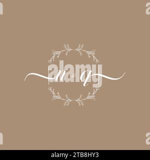 NQ handwriting logo of initial signature, wedding and fashion concept design Stock Vector