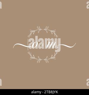 OM handwriting logo of initial signature, wedding and fashion concept design Stock Vector