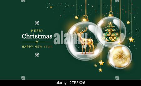 Christmas background with shining gold deer. Vector illustration Stock ...