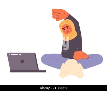 Muslim fitness blogger cartoon flat illustration Stock Vector