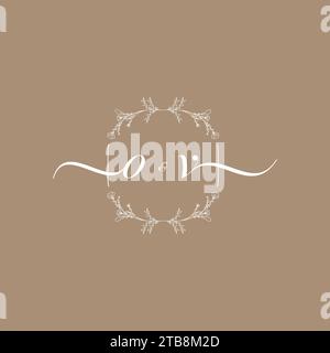 OV handwriting logo of initial signature, wedding and fashion concept design Stock Vector