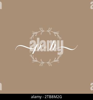 PH handwriting logo of initial signature, wedding and fashion concept design Stock Vector