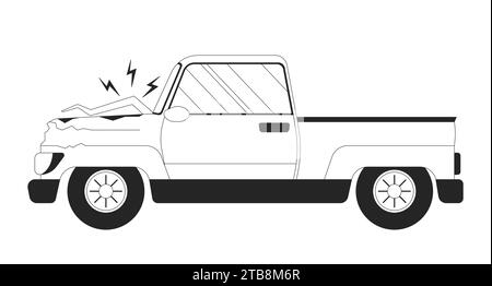 Accident automobile side view black and white 2D line cartoon object Stock Vector