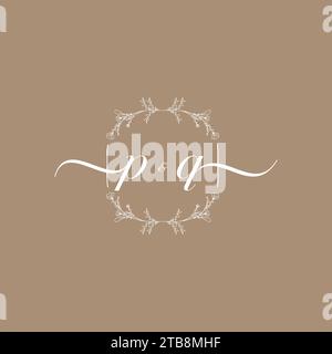PQ handwriting logo of initial signature, wedding and fashion concept design Stock Vector