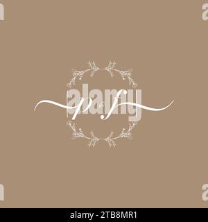 PF handwriting logo of initial signature, wedding and fashion concept design Stock Vector
