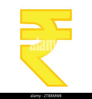 Rupee golden symbol isolated in the white background Stock Vector