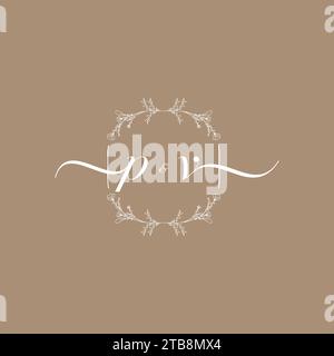 PV handwriting logo of initial signature, wedding and fashion concept design Stock Vector