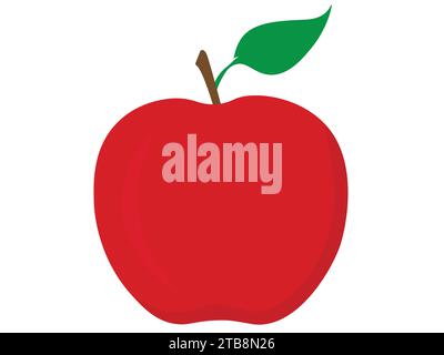 red apple with leaf isolated vector Stock Vector