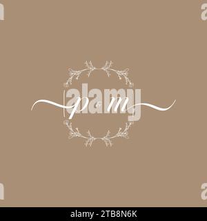 PM handwriting logo of initial signature, wedding and fashion concept design Stock Vector
