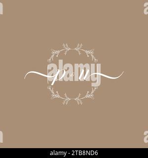 PU handwriting logo of initial signature, wedding and fashion concept design Stock Vector