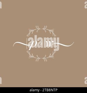 PW handwriting logo of initial signature, wedding and fashion concept design Stock Vector