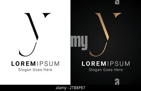 Luxury Initial VY or YV Monogram Text Letter Logo Design Stock Vector