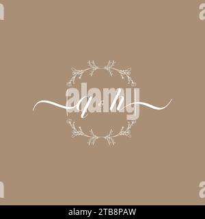QH handwriting logo of initial signature, wedding and fashion concept design Stock Vector
