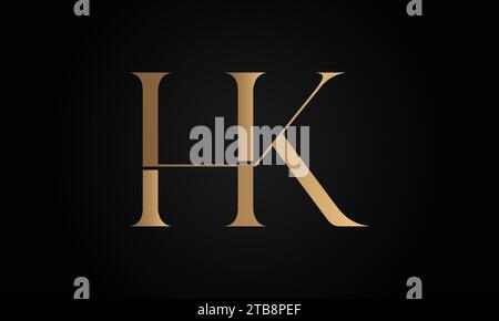 Luxury Initial KH or HK Monogram Text Letter Logo Design Stock Vector