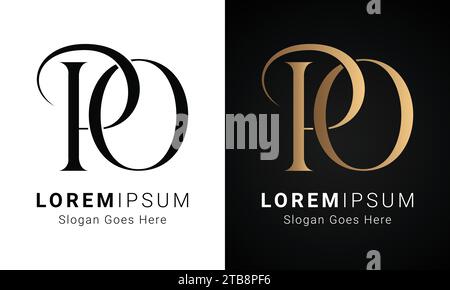 Luxury Initial PO or OP Monogram Text Letter Logo Design Stock Vector