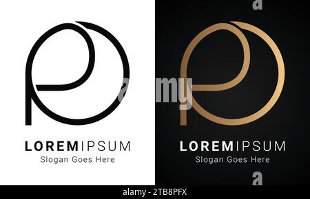 Luxury Initial PO or OP Monogram Text Letter Logo Design Stock Vector