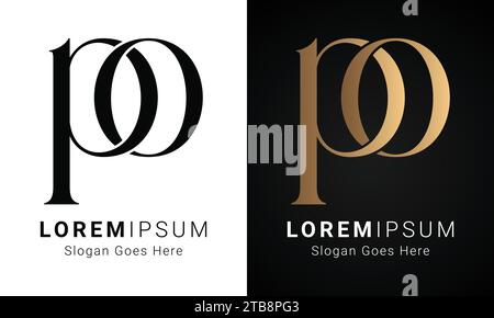 Luxury Initial PO or OP Monogram Text Letter Logo Design Stock Vector