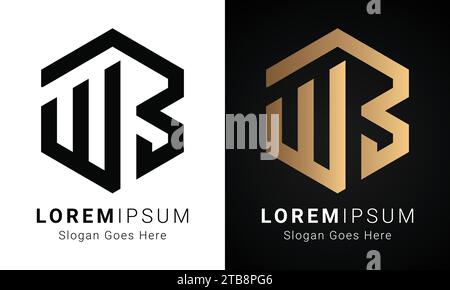 Luxury Initial WB or BW Monogram Text Letter Logo Design Stock Vector