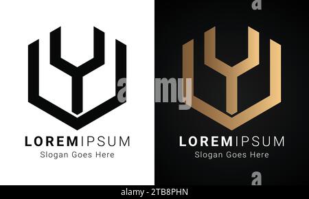 Luxury Initial VY or YV Monogram Text Letter Logo Design Stock Vector