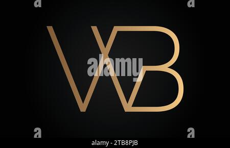 Luxury Initial WB or BW Monogram Text Letter Logo Design Stock Vector