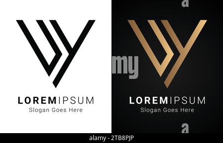 Luxury Initial VY or YV Monogram Text Letter Logo Design Stock Vector