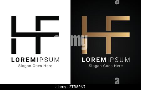 Luxury Initial HF or FH Monogram Text Letter Logo Design Stock Vector