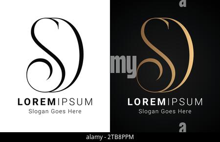 Luxury Initial DS or SD Monogram Text Letter Logo Design Stock Vector