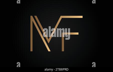 Luxury Initial MF or FM Monogram Text Letter Logo Design Stock Vector