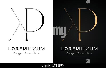 Luxury Initial KP or PK Monogram Text Letter Logo Design Stock Vector