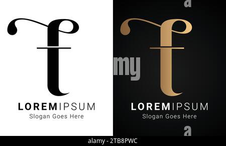 Luxury Initial TL or LT Monogram Text Letter Logo Design Stock Vector