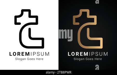 Luxury Initial TL or LT Monogram Text Letter Logo Design Stock Vector
